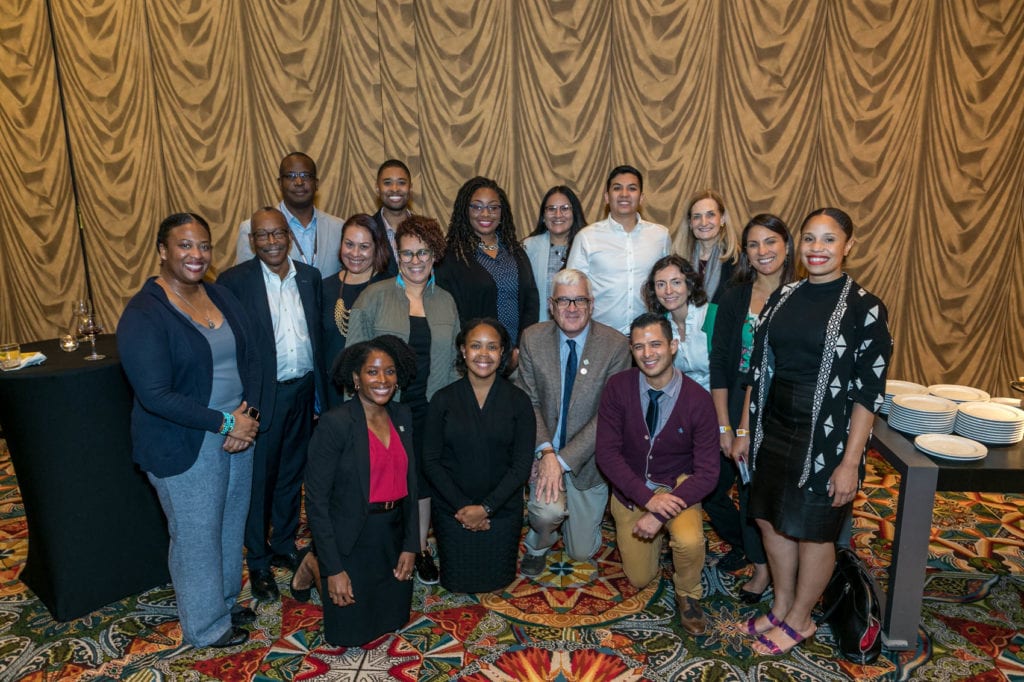 Human Genetics Scholars with ASHG Board and HGSI Advisory Group Members along with representatives of HGSI funding partners, NHGRI and Biogen, during the ASHG 2019 Diversity Reception.