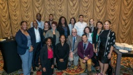 Human Genetics Scholars with ASHG Board and HGSI Advisory Group Members along with representatives of HGSI funding partners, NHGRI and Biogen, during the ASHG 2019 Diversity Reception.