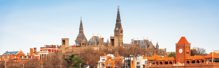 Georgetown, Washington DC, USA skyline on the Potomac River in the day.