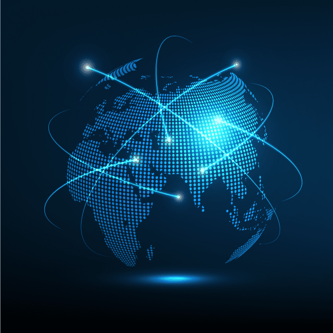 Global technology network connection background with copy space.